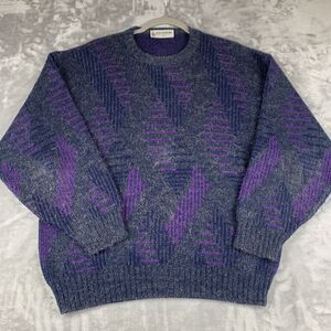 Jean Bernard Paris Knit Sweater Women's 16‎ Purple Gray Metallic Abstract (0594)